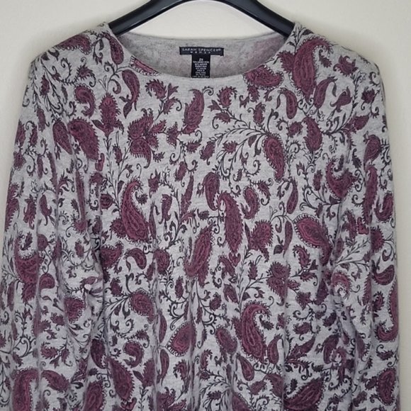 Sarah Spencer Paisley Lambs Wool, Angora Rabbit Hair Sweater, Size 2X - Picture 3 of 6